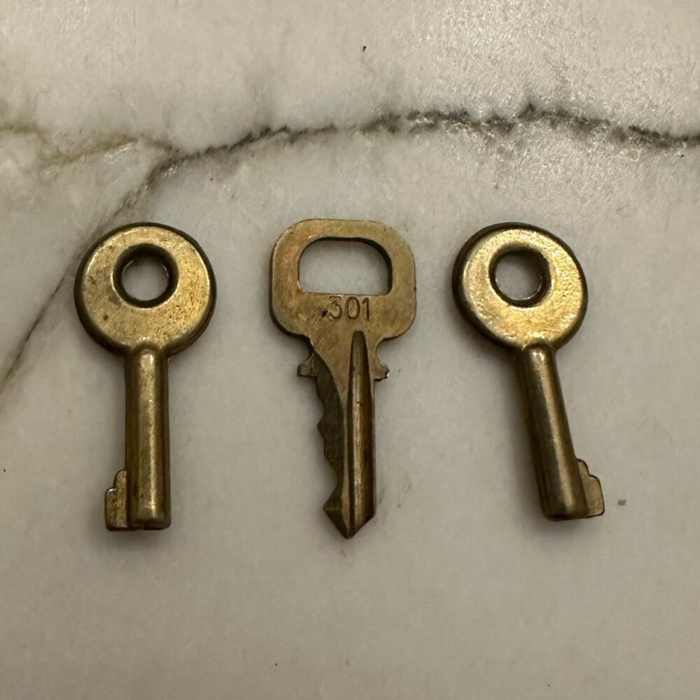 Vintage Brass Skeleton Key Set of 3 | Antique Brass Barrel l Key #301